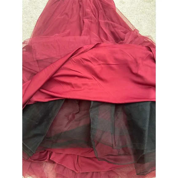 city studio  Deep Red Sleeveless V-Neck Long Evening Dress Size 3 Formal - Picture 14 of 16